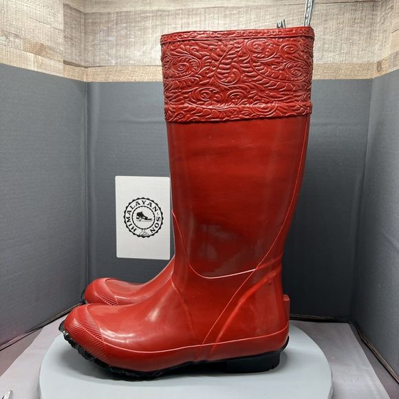 Bogs Rubber  Tall Rain Snow Cherry Red Boots 52325 Women Size 9 Preowned RARE - Picture 1 of 10